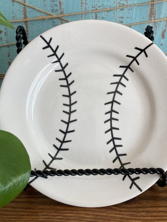 Sterling China Baseball Pattern Dessert Salad Plate Restaurant Ware 1940's - Picture 1 of 4
